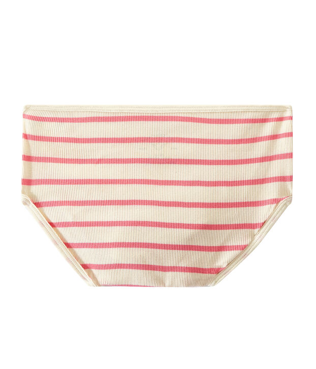 Culotte alta a costine 2x2 bianco/rosa