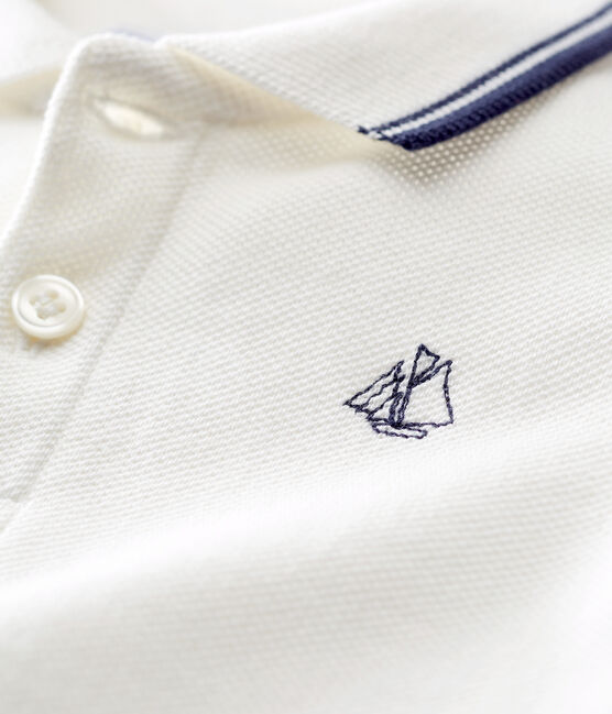 Polo mc neonato maschietto in piqué tinta unita bianco MARSHMALLOW
