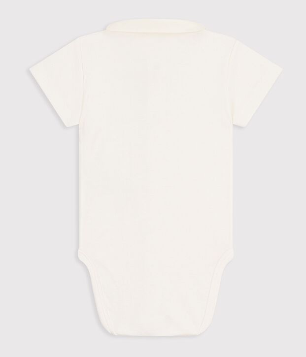 Body a maniche corte in cotone con dettagli ricamati neonato blu/blu