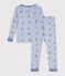 Pigiama molto aderente in cotone con stampa bambino blu/bianco/multicolore