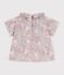 Blusa neonata a maniche corte in cotone con stampa a fiori blu/multicolore