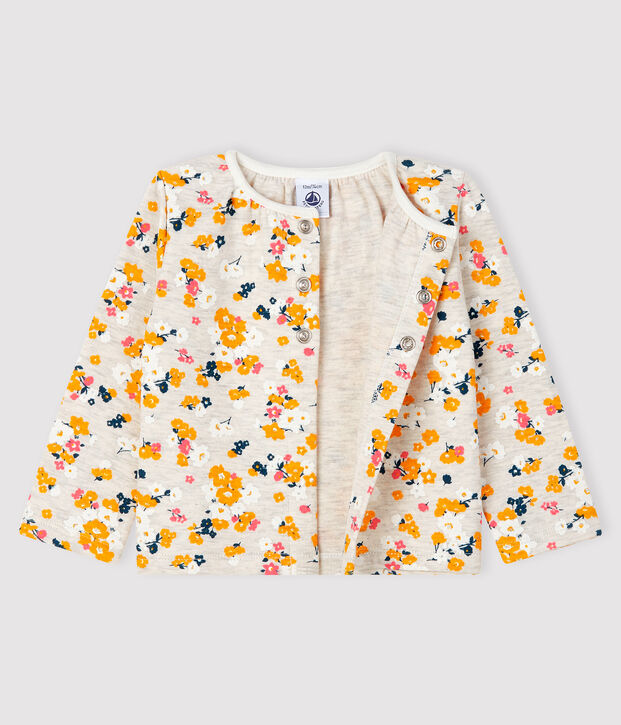 Cardigan beb&egrave; femmina in tubique beige/multicolore