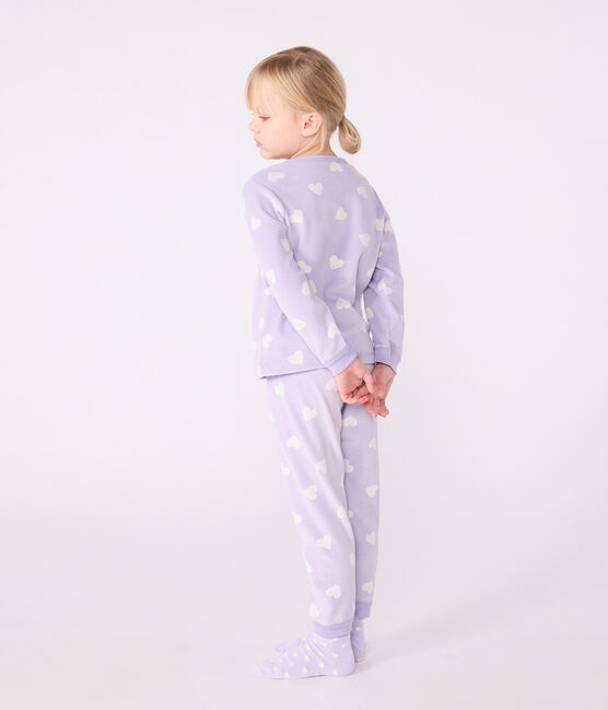 Pigiama in ciniglia con stampa a cuori bambina bianco SQUAW/ MARSHMALLOW
