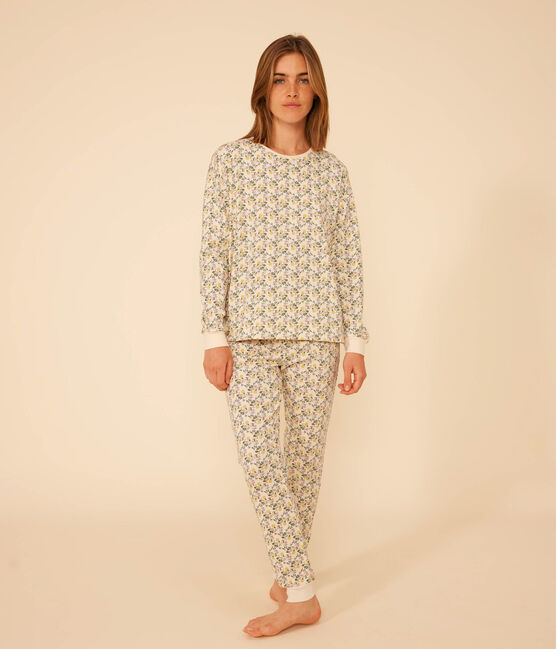 Pigiama motivo floreale donna in cotone bianco AVALANCHE/ MULTICO