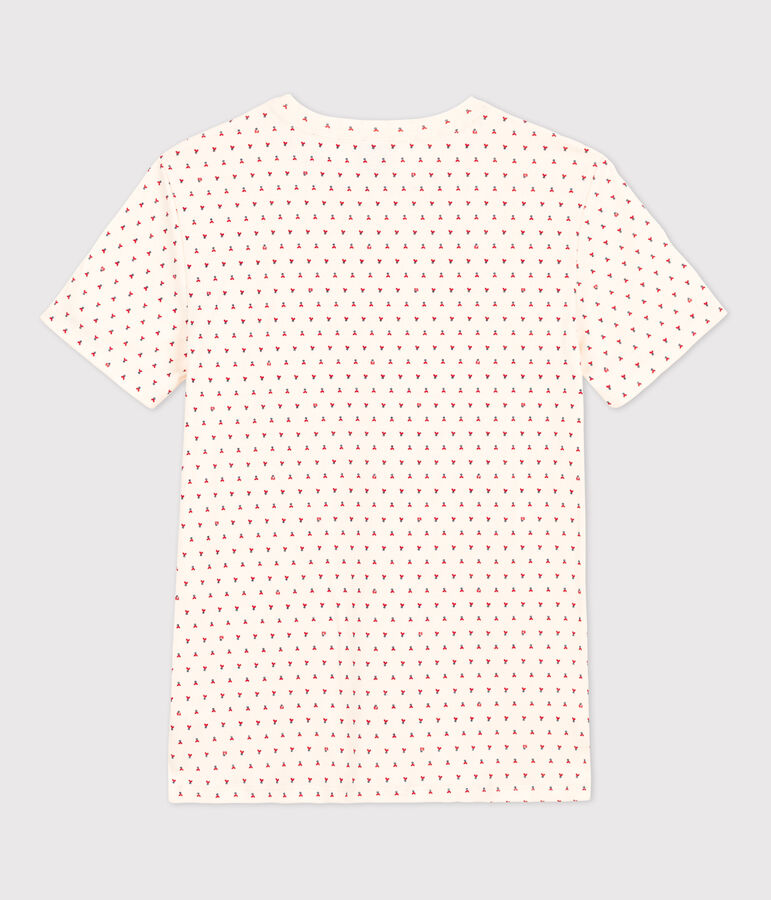 T-shirt L'ICONIQUE girocollo in cotone Donna ecru/rosso/multicolore