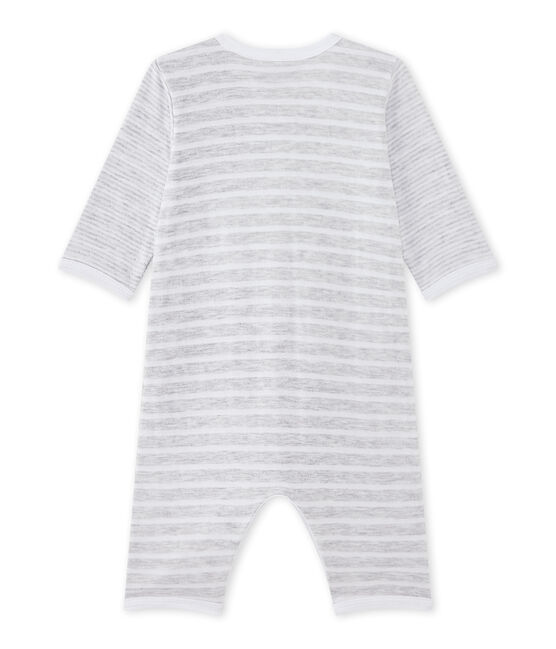 Tutina senza piedi bebè bambino grigio POUSSIERE/bianco ECUME