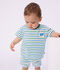 T-shirt a maniche corte in cotone a righe neonato bianco/multicolore