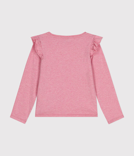 T-shirt bambina a costine a maniche lunghe rosa ROSELINE CHINE