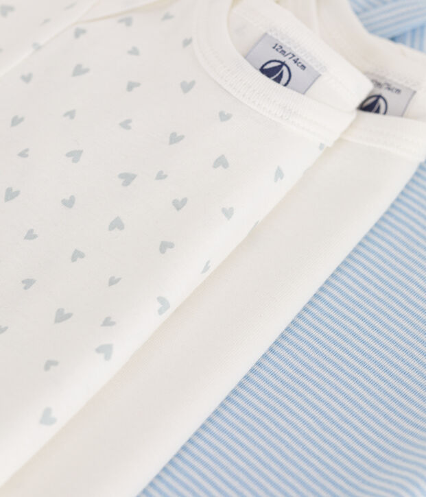 Set da 3 body a maniche corte in cotone con stampa neonato multicolore