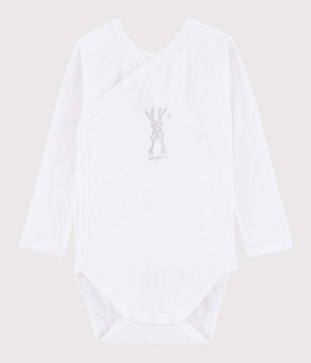 Body incrociato a manica lunga beb&egrave; unisex bianco