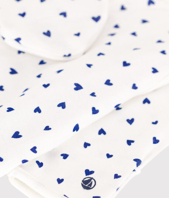 Tutina e sacco nanna in cotone con cuori bianco MARSHMALLOW/ NEWBLEU