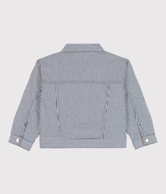 Giacca in tela di cotone a righe bambina blu MEDIEVAL/bianco MARSHMALLOW