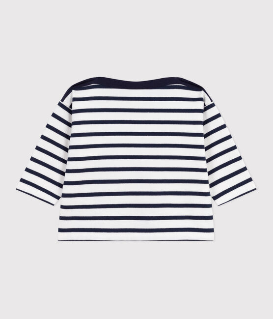 Marinière in cotone neonato bianco MARSHMALLOW/blu SMOKING