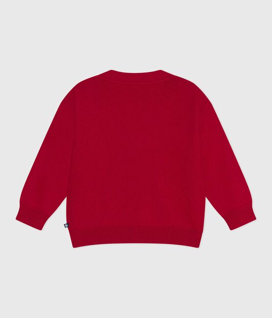 Cardigan in lana e cotone fantasia bambino rosso TERKUIT/ SOIR