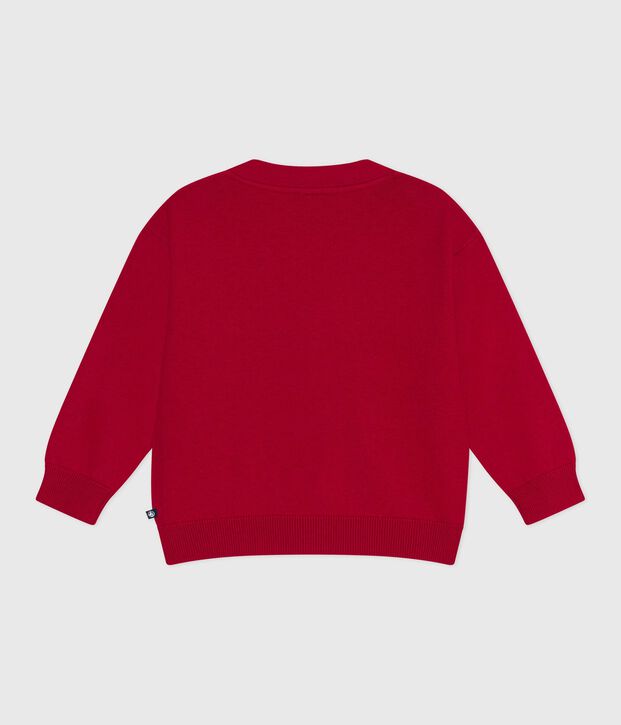 Cardigan in lana e cotone fantasia bambino rosso/blu