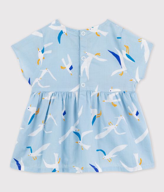 Blusa manica corta in popeline bebè femmina blu JASMIN/bianco MULTICO