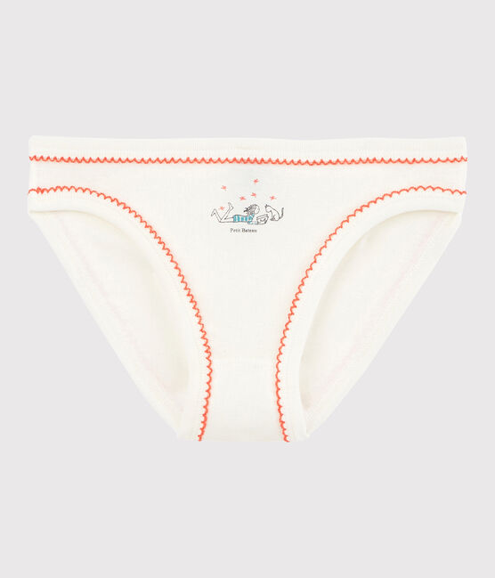 La mutandina in cotone per bambina bianco LAIT/rosa PEACHY
