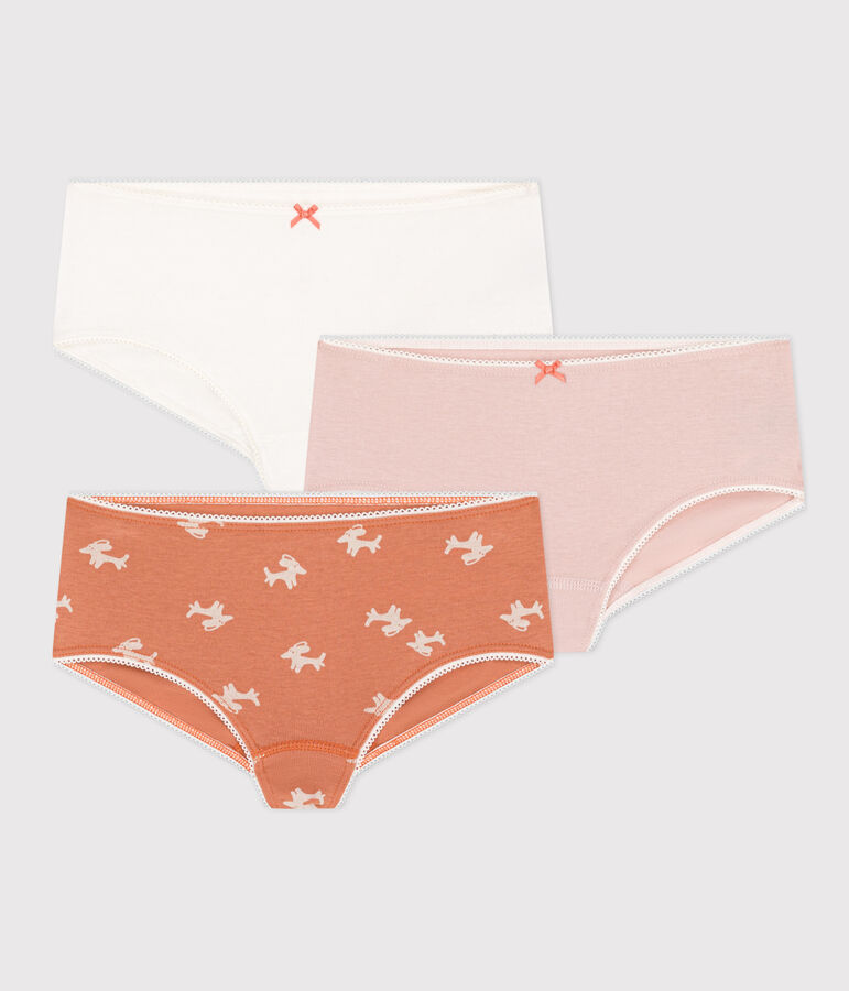Confezione da 3 shorty bambina in cotone motivo cane multicolore