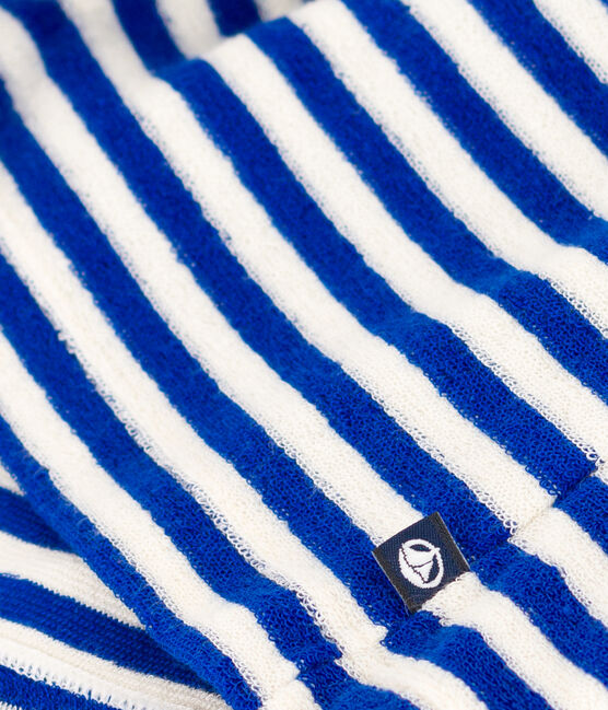 Abito bambina in spugna bouclette a righe senza maniche blu SURF/ AVALANCHE