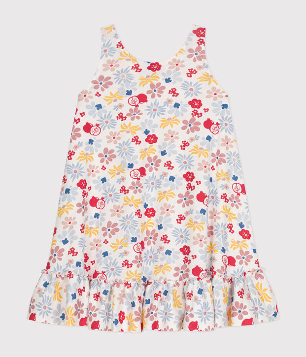 Abito senza maniche in cotone bambina bianco/multicolore