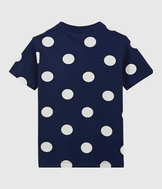 T-shirt  maniche corte in cotone bambino blu MEDIEVAL/bianco MARSHMALLOW