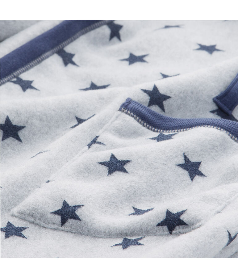 Vestaglia per bambino in pile stampato grigio/blu