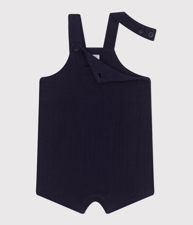 Salopette corta in garza di cotone tinta unita neonato SMOKING