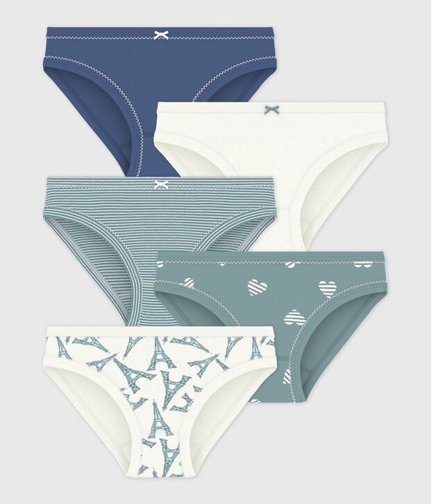 Set di slip in cotone con stampa bambina multicolore