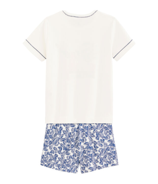 Pigiama corto bambino a costine bianco/multicolore