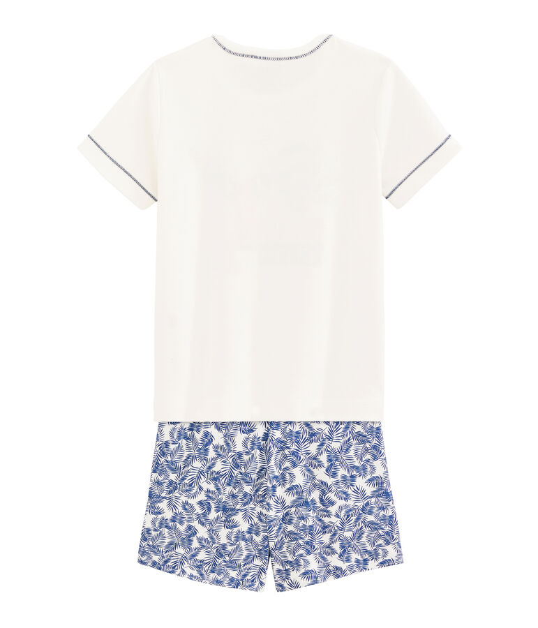 Pigiama corto bambino a costine bianco/multicolore