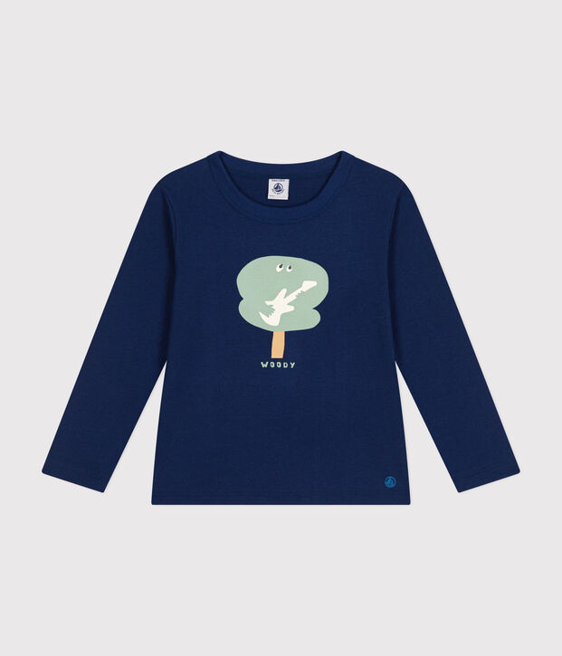 T-shirt a maniche lunghe in jersey sottile bambino blu