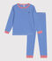 Pigiama a maniche lunghe in cotone a righe bambino blu PERSE/bianco MARSHMALLOW