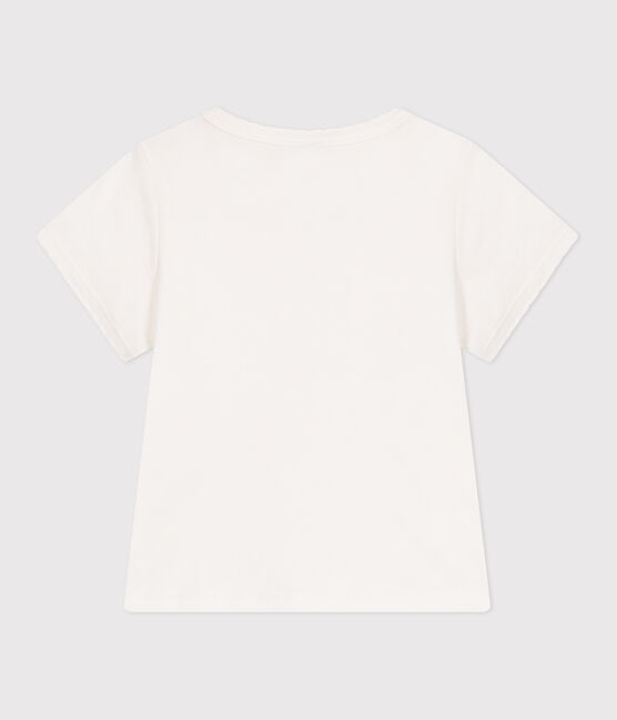 T-shirt a maniche corte in cotone tinta unita bambina bianco MARSHMALLOW