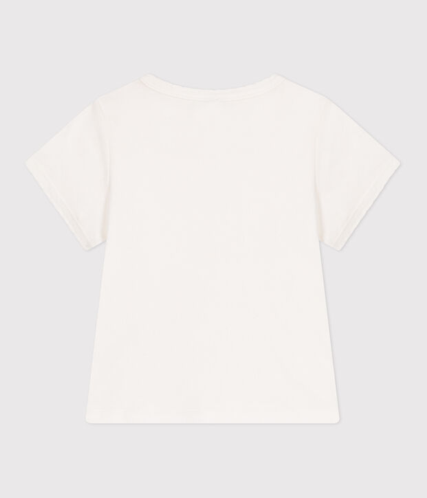 T-shirt a maniche corte in cotone tinta unita bambina bianco