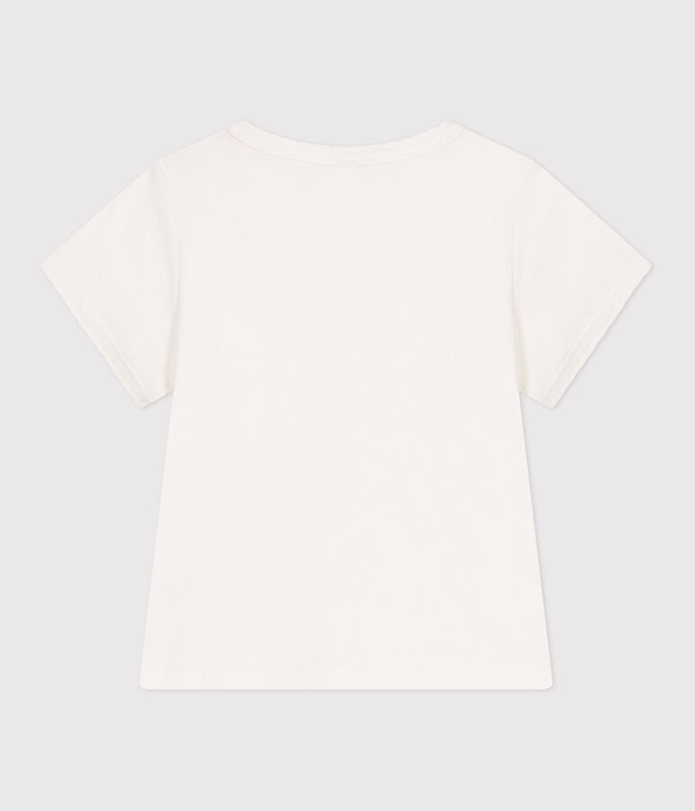 T-shirt a maniche corte in cotone tinta unita bambina bianco