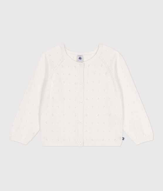 Cardigan in cotone a punto fantasia bambina bianco MARSHMALLOW