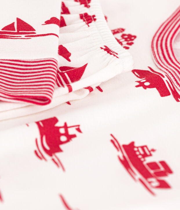 Pigiama bambino unisex in cotone aderente bianco/rosso