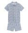 Pigiama corto bambino a costine bianco MARSHMALLOW/blu MAJOR