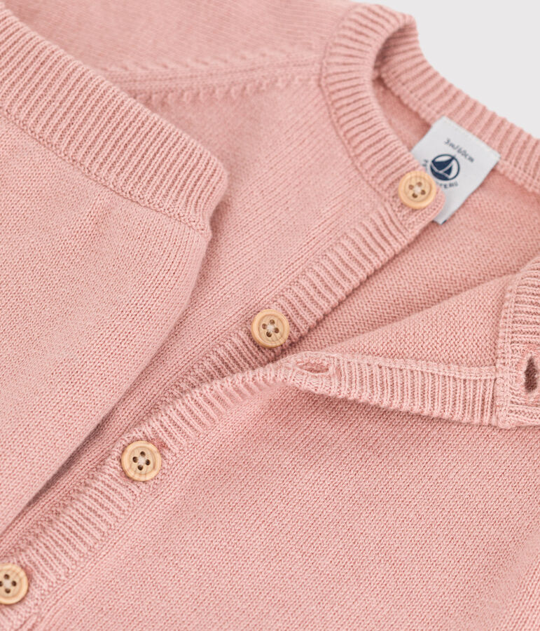 Completo 2 pezzi beb&egrave; in maglia di lana e cotone rosa