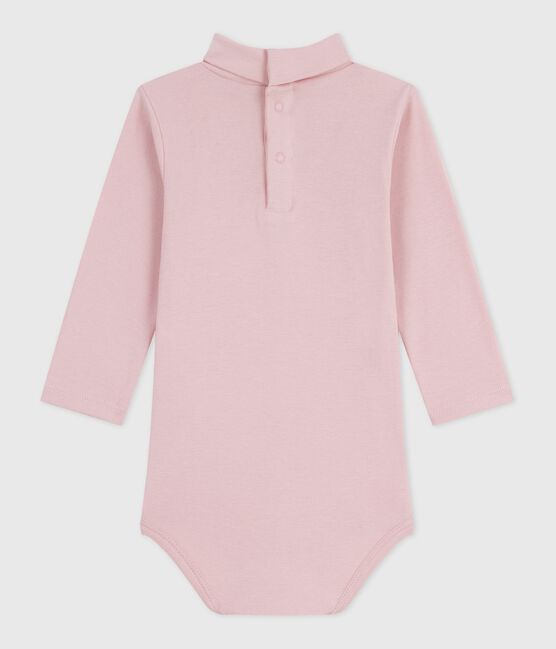 Body a dolcevita in cotone tinta unita neonato rosa JOLI