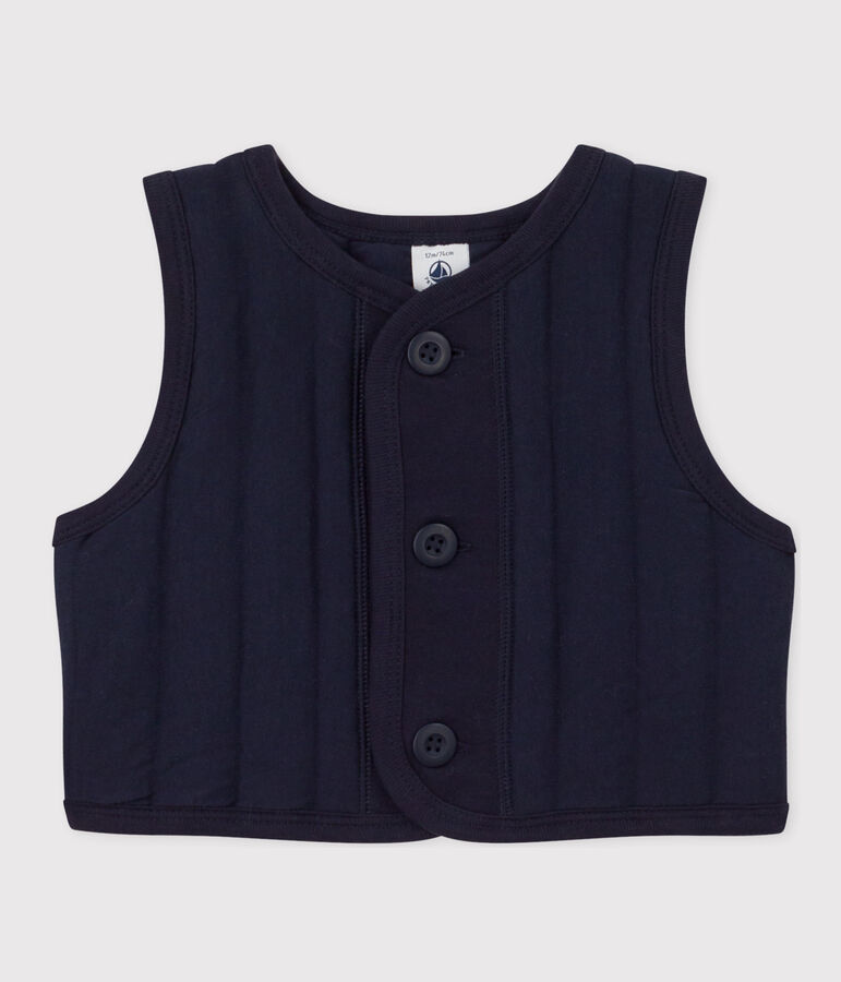 Giacca smanicata in tubique trapuntato blu