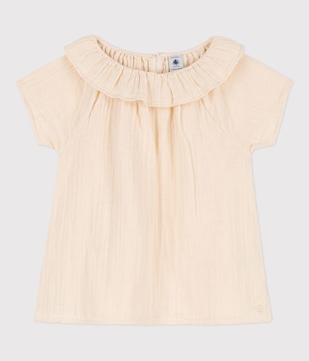 Blusa in garza di cotone bambina ecru