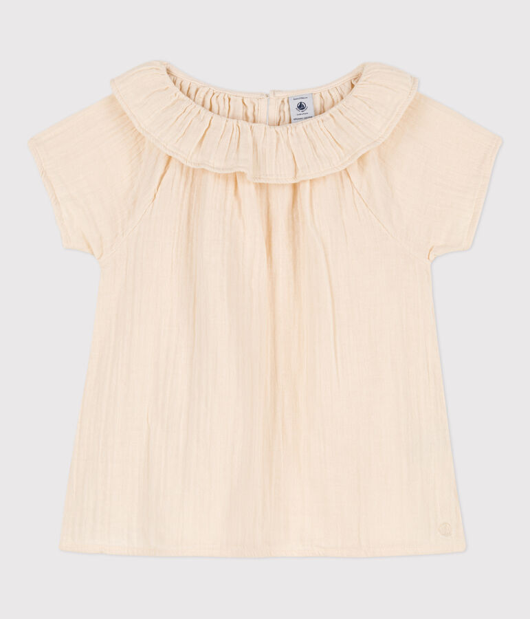 Blusa in garza di cotone bambina ecru