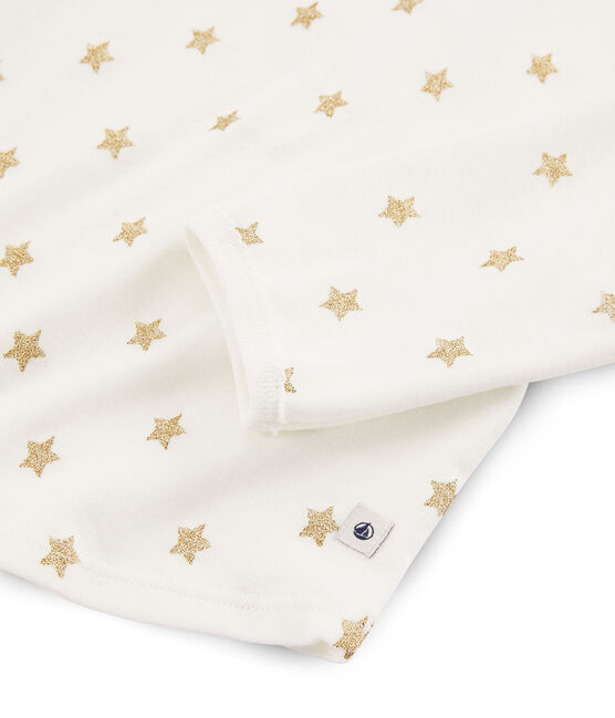 Pigiama a stelle bambina a costine bianco MARSHMALLOW/giallo OR