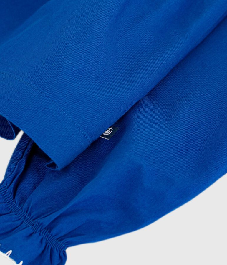 Abito a maniche lunghe in cotone tinta unita bambina blu