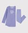 Camicia da notte e leggings bambina in ciniglia viola/bianco