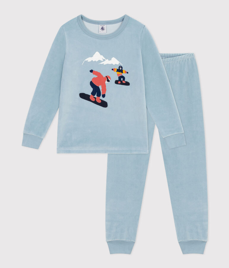 Pigiama bambino unisex in ciniglia blu