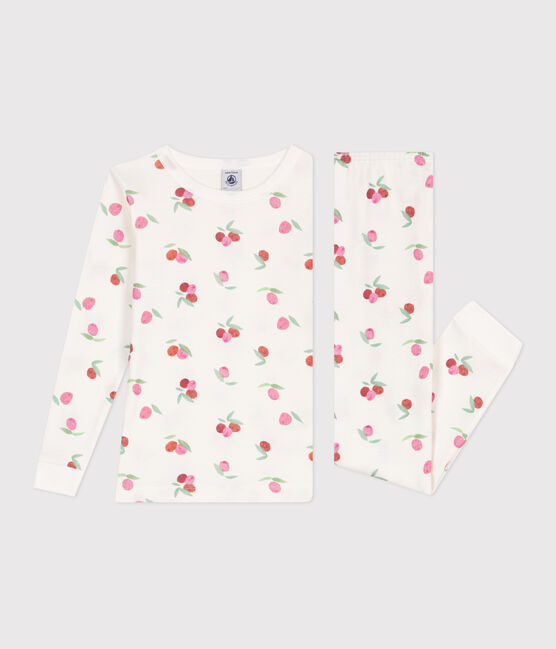 Pigiama per bambini molto aderente in cotone stampato MARSHMALLOW/ PEONIA/ MULTICO