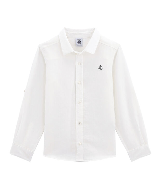 Camicia in lino/cotone bambino bianco