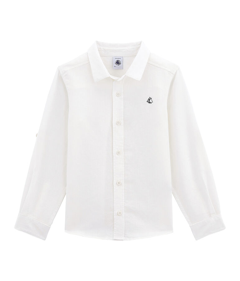 Camicia in lino/cotone bambino bianco